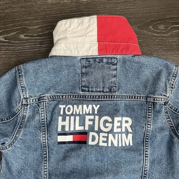 TOMMY HILFIGER Vintage Womens Small 90s Y2K Denim Jean Trucker Jacket Western - Picture 2 of 12